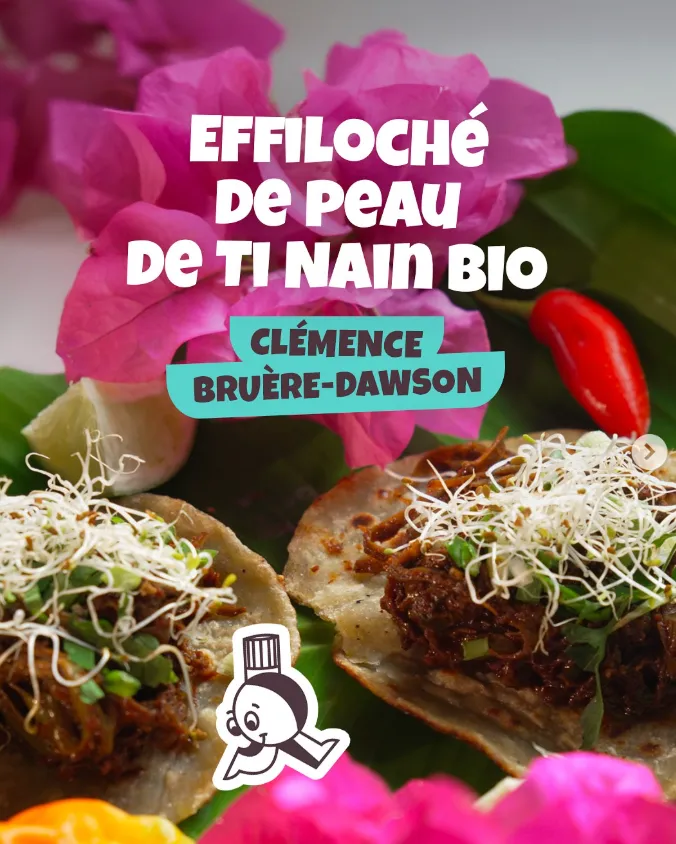 Tacos de ti-nain, effiloché de peau et ketchup de banane